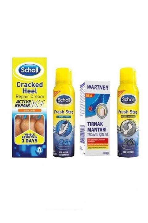 Wartner Tırnak Mantar Jeli+24 Saat Etkili Ayakkabı Ve Ayak Spreyi+Keratinli Topuk Çatlak Kremi