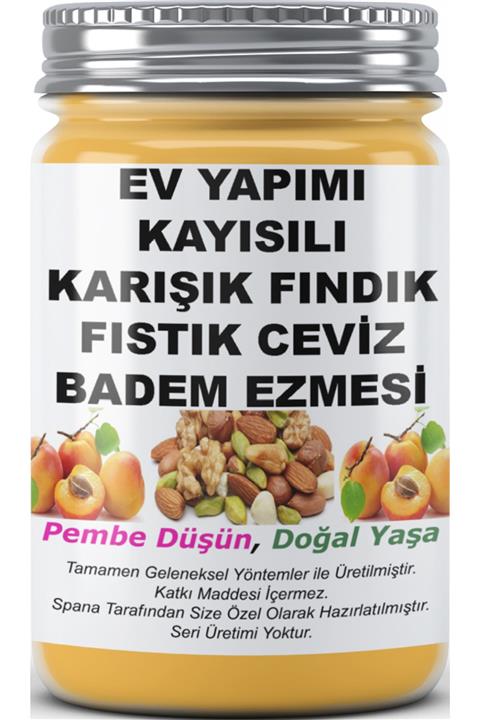 SPANA Kayısılı Karışık Fındık Fıstık Ceviz Badem Ezmesi Ev Yapımı Katkısız 330gr