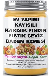 SPANA Kayısılı Karışık Fındık Fıstık Ceviz Badem Ezmesi Ev Yapımı Katkısız 330gr