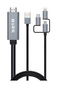 SLINK S-link Sl-ıph20 Hdmı To 3 In 1 2m Mobil Telefon Uyumlu Görüntü Aktarıcı Kablo