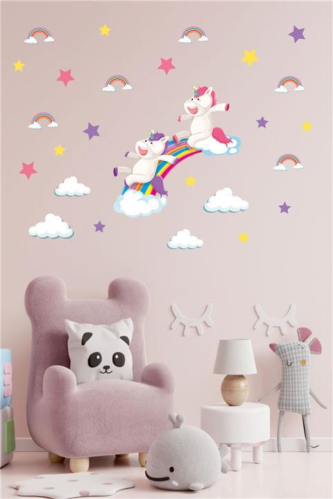 BK Decor Oyuncu Unicornlar Ve Objeler Çocuk Odası Duvar Sticker