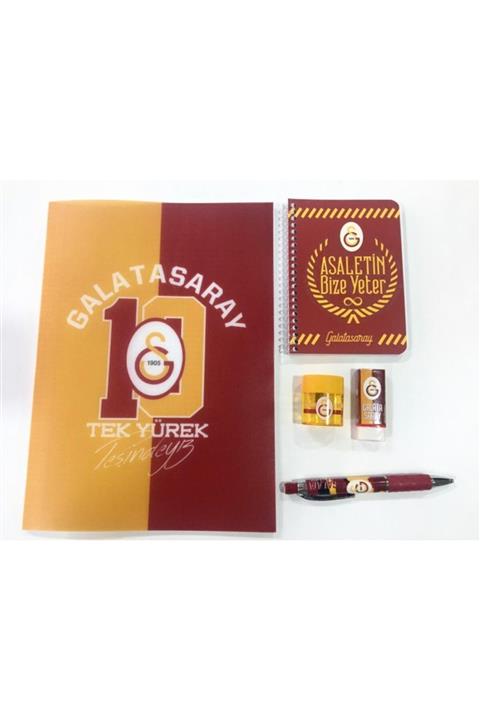 Timon Kırtasiye Seti Galatasaray Lisaslı Ürünler Defter, Not Defteri, Uçlu Kalem, Silgi, Kalemtraş