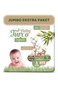 Baby Turco Doğadan Bebek Bezi 3 Beden 5-9 Kg 272 Adet