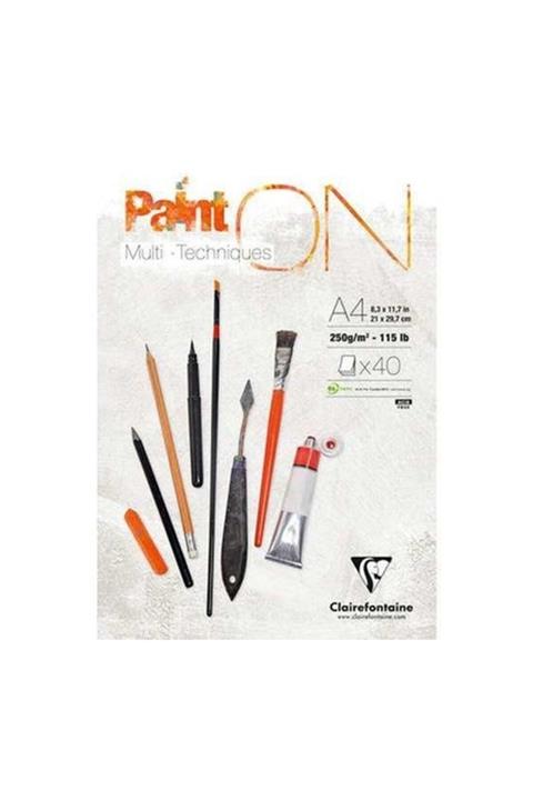 Clairefontaine Paint-on Karışık Teknik Blok Beyaz A4 250gr 40 Yaprak