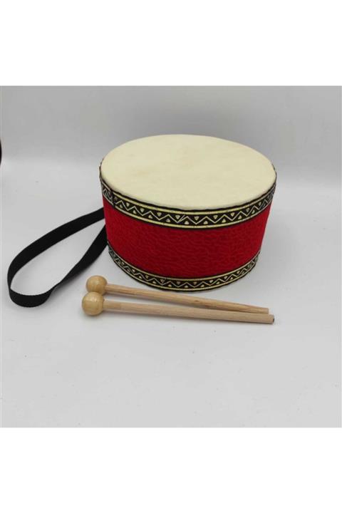 BAKSEPETE Çocuk Kırmızı El Yapımı Davul