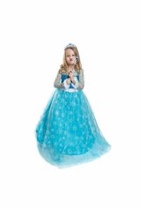 PeoniaKids Sim Dökülmeyen Pelerinli Ful Aksesuar Frozen Elsa Kostüm - Karlar Ülkesi Kız Çocuk Elbise