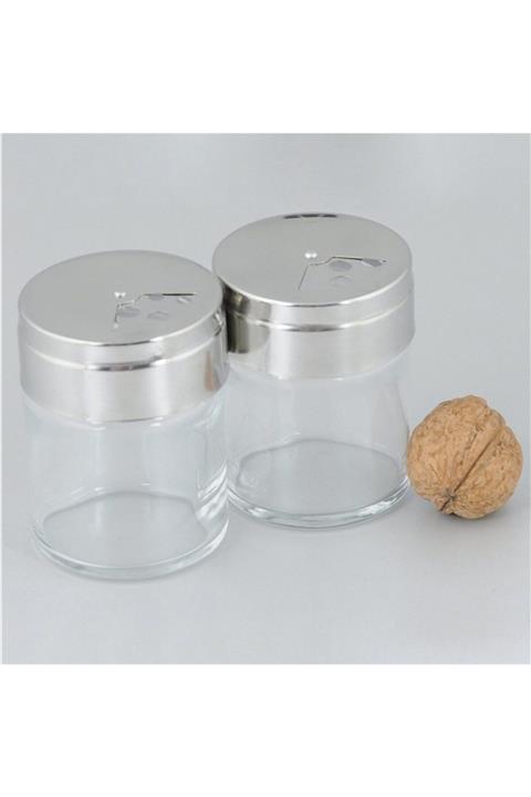 Paşabahçe 43880 Basic Metal Kapaklı 2'li Cam Tuzluk