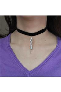 Fugusugu Damla Çubuk Kadife Choker