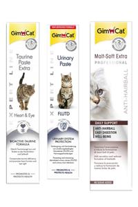 Gimcat Taurine 50gr + Urinary 50gr + Anti-hairball Malt 100gr Paste Kedi Macunları