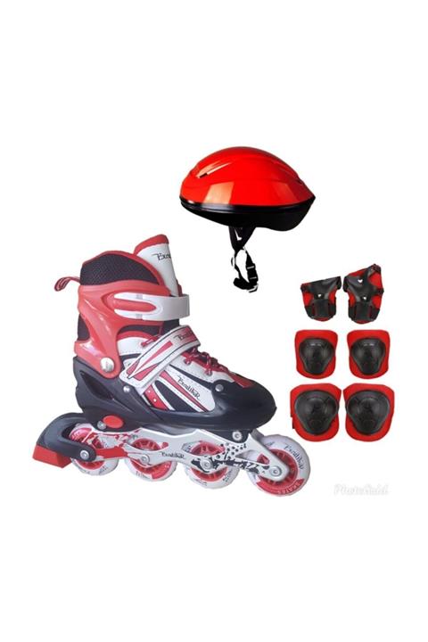 Excalibur Çift Sıra Ayarlanabilir Alıştırma Pateni + Kask + Dizlik Seti