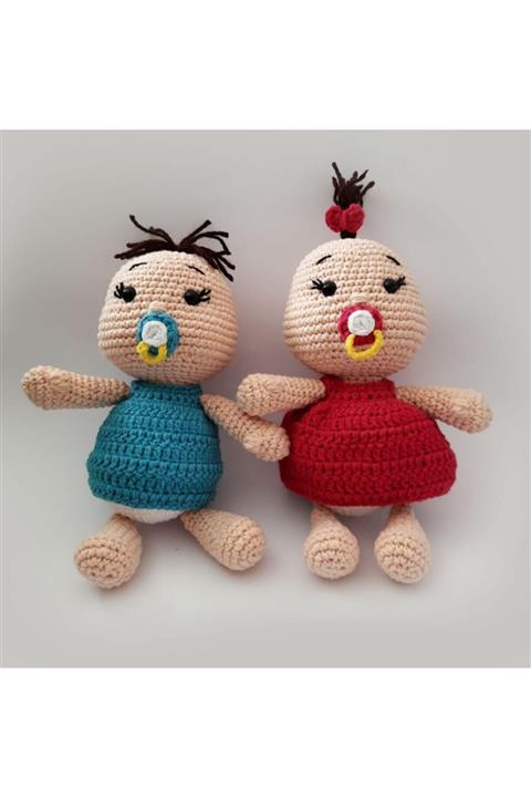 OYUNCAKPARK Tombiş Emzikli Bebek Kardeşler Amigurumi Organik Oyuncak