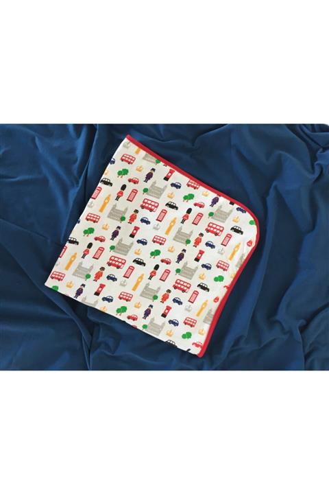 Elifababy Turuncu Siyah Puantiye Çift Kat Bebek Battaniyesi 80x80 Cm