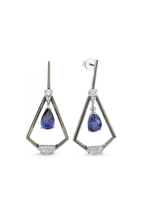 Koçak 3.73 Karat Safir Pırlanta Küpe