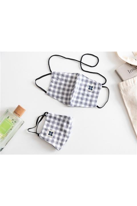 English Home Ekose Pamuk Maske 9,5x18 Cm Gri