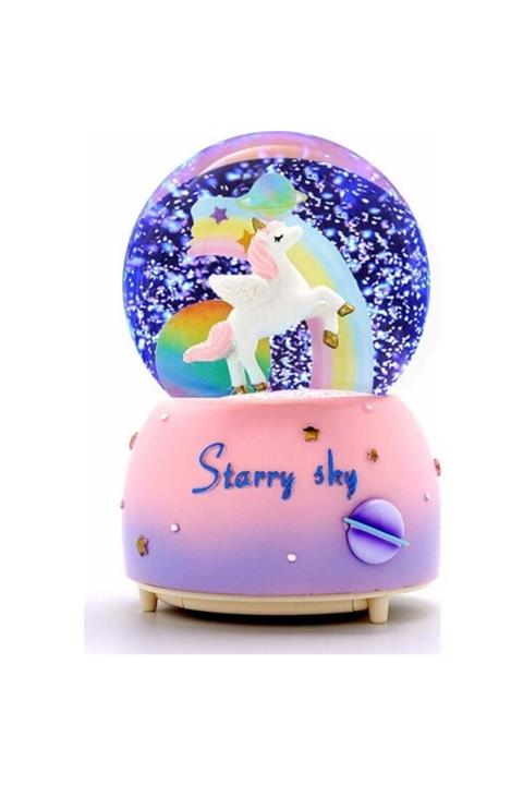 ŞifaiNur Orta Boy Unicorn Kar Küresi Işıklı Müzikli+pil