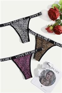 SHEIN Sloganlı Leopar Tanga Seti