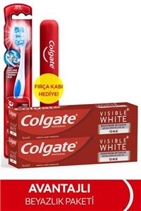 Colgate Visible White Maksimum Beyazlık Diş Macunu 75 ml x 2 Adet + Fırça Kabı Hediye