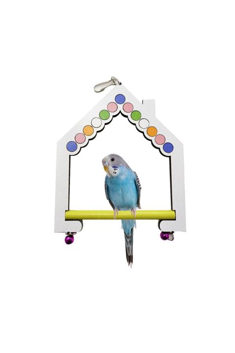 Mega Oto Market Kuş Salıncağı Ahşap Renkli Zilli Kancalı Model - 3