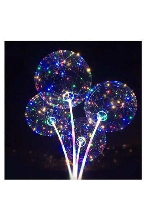 MİLYONCUAVM Milyoncu Ledli Işıklı Balon, Düğmeli Çubuklu Balon Set