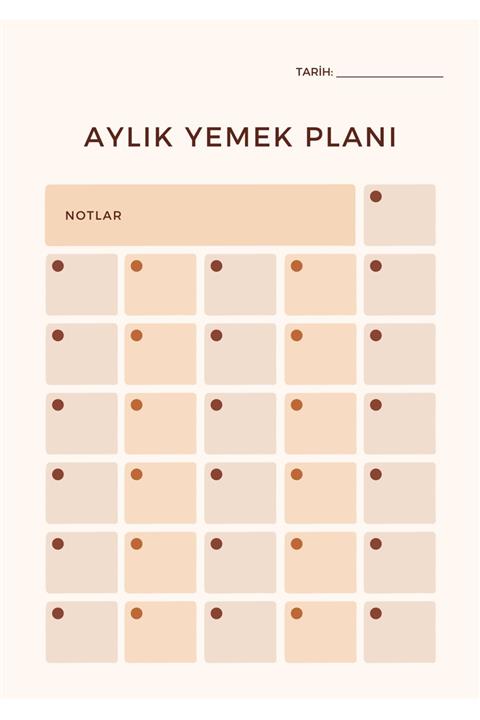 ChiChi Papers Masaüstü Planlayıcı - Aylık Yemek Listesi - Eva