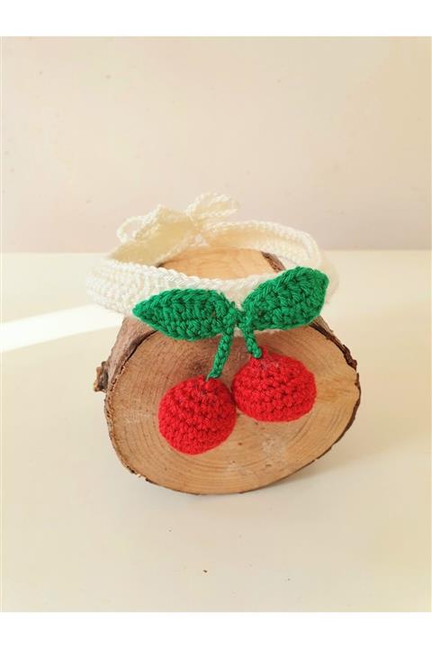 Loyal Friend Store Örgü Kedi Kolyesi Kirazlı Model