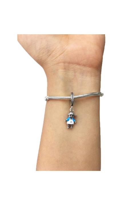 My Story Kadın Mavi Şapkalı Çocuk Sallantılı Gümüş Charm 925 Ayar