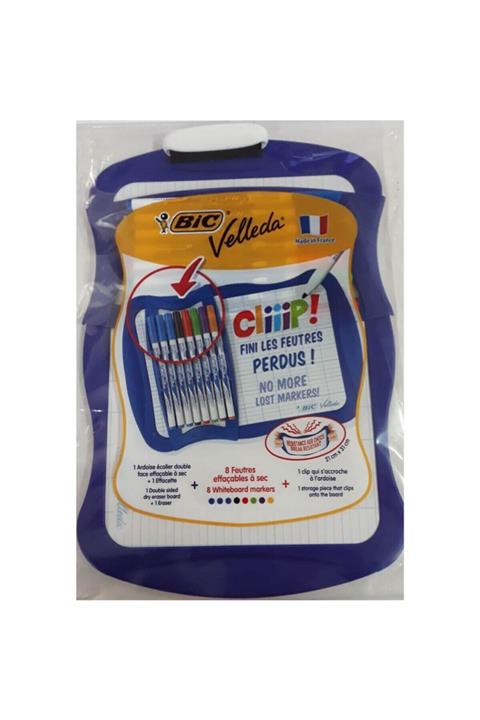 Bic Velleda 1721 Mini Beyaz Tahta + 8 Adet Kalem + Silgi