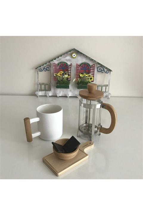 HEDİYEN KUTUDA Ahşap Frenchpress, Kupa, Çikolata Kabı Hediye Kutusunda Anneler Günü