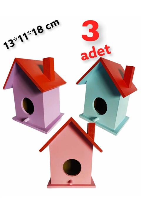 değerli hobi Ahşap Kuş Yuvası Büyük Vernikli 3 Adet