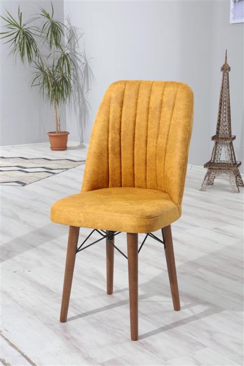 bensimo Lena Home 6'lı Sandalye Takımı Sarı Ceviz Ayak