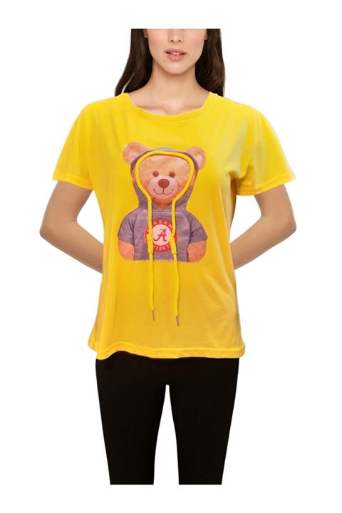 EMELİM Neşeli T-Shirt, Bisiklet Yaka, %97 Pamuk Penye, 3D Desen