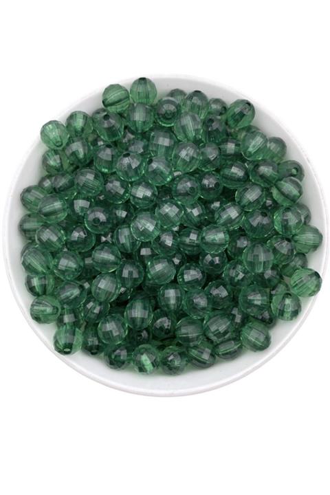 Hedef Bijuteri 10mm Yeşil Renk Dünya Model Akrilik Boncuk,takı , Çanta Yapım Boncuğu (100GR, 180 ADET)