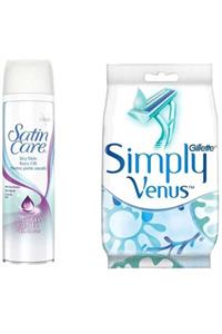 Gillette Satin Care Tıraş Jeli Kuru Ciltler 200 Ml+ Simply Venus 2 Tıraş Bıçağı 4'lü