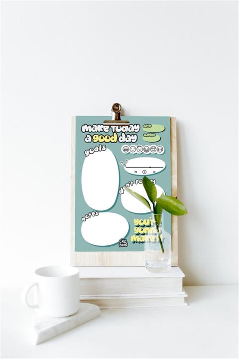 Cretone Mint Daily Planner - A5 Boyutunda Özel Tasarım Mint Günlük Planlayıcı