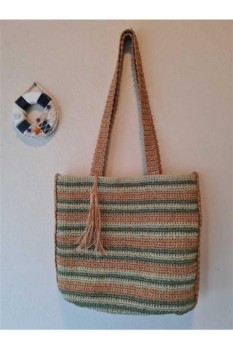 Ferus Dükkan El Örgüsü Hasır Çanta