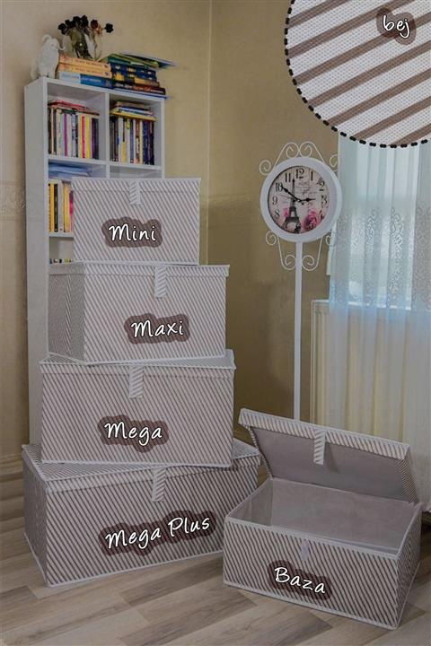 MİA Home Production 2 Adet Bej - Mega Boy Kutu Hurç