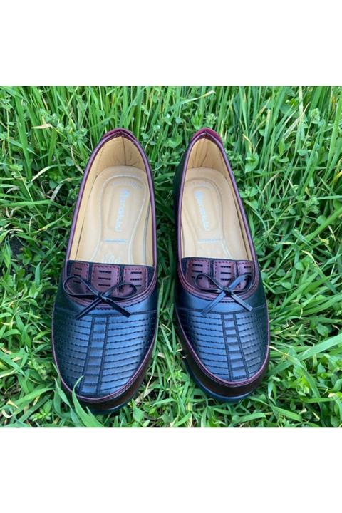 Wanetti Kadın Siyah Ortopedik Kullanışlı Anne Ayakkabısı