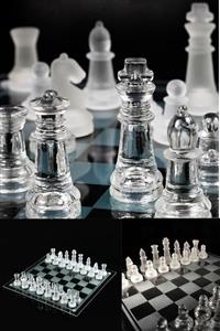 esmelen 25x25 Boyutunda Tamamı Camdan Oluşan Glass Chess Cam Satranç Takımı Şık Tasarımlı Satranç