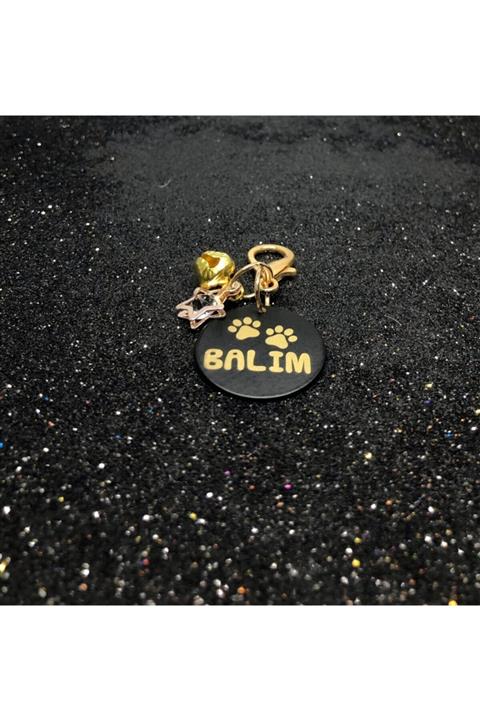 Petkünyem Siyah Yuvarlak Kedi Künyesi