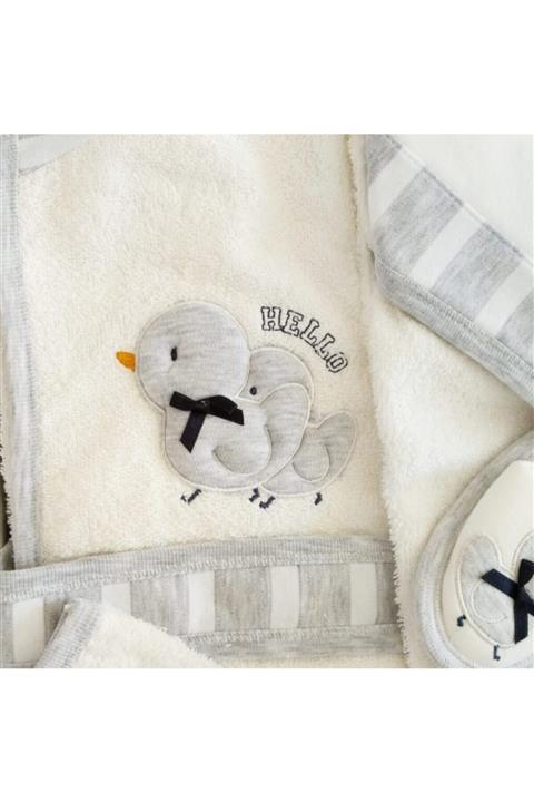 Gaye Bebe Civcivli Bornoz Seti Gri