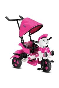 BabyHope Kız Çocuk Pembe 125 Yupi Panda Ebeveyn Kontrollü Tenteli Müzikli Tricycle Üç Teker Bisiklet