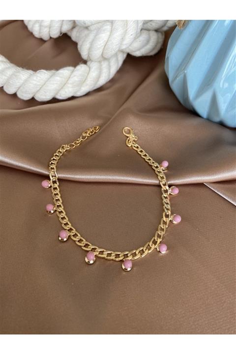 Haydigidiyo Gold Halhal Pembe Taşlı