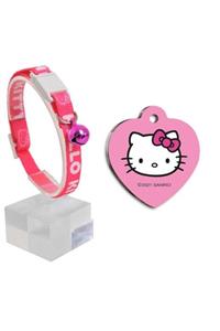 Hello Kitty Güvenlik Kilitli Ayarlanabilir Yumuşak Doku Boyun Tasması 22-30 Cm+çelik Kaplama Künye