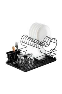 ZÜBAHOME Iki Katlı Metal Tabaklık Bulaşıklık Bulaşık Sepeti