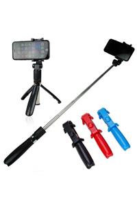 BULUTSHOP Selfie Stick L01 Bluetooth Selfie Çubuğu Tripod Siyah Kırmızı