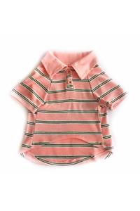 Kemique Double Stripe Pink Polo Yaka Tişört Kedi Kıyafeti  Kedi Elbisesi (XLarge / 4 - 5 kg )