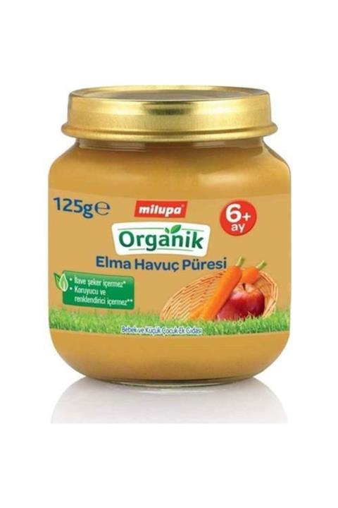 Milupa Organik Elma Havuç Püreli Kavanoz Maması 125 Gr