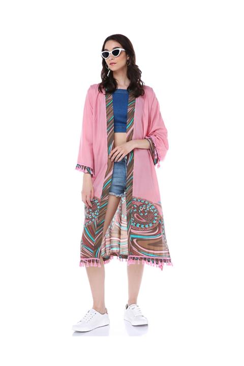 İna Aksesuar Detaylı Uzun Kimono Yazlık Elbise