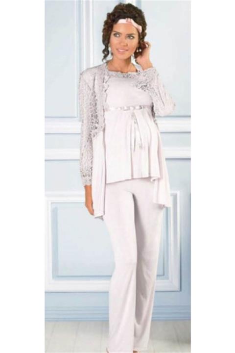 Pierre Cardin P3030 Penye Dantelli Lohusa Seti - Ekru S Beden