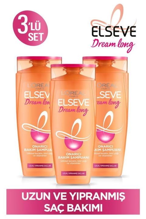 ELSEVE Dream Long Onarıcı Bakım Şampuan 450ml 3'lü Set